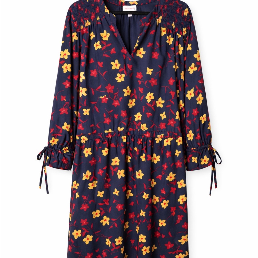 Size 18 Molly & Isadora Navy V-Neck Office Midi 3/4 Sleeve Dress